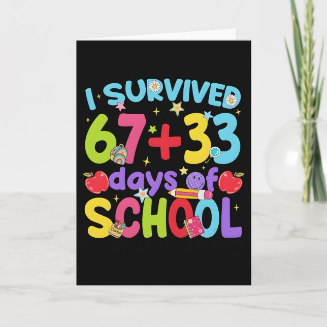 Tarjeta Cute happy 100 days of school first day of school (Anverso)