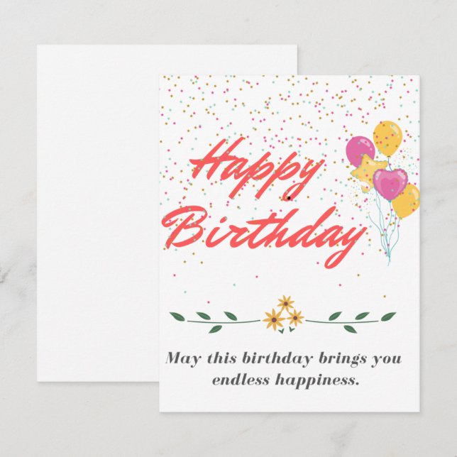 Tarjeta Cute Happy Birday (Anverso / Reverso)