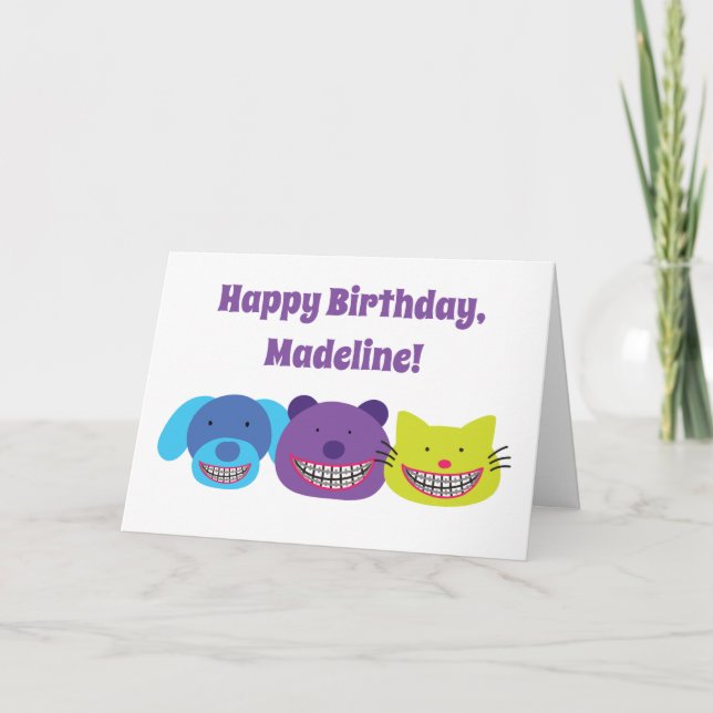 Tarjeta Cute Happy Birday Card para los usuarios de Braces (Anverso)