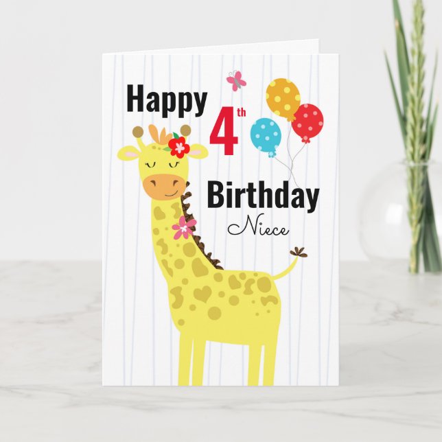 Tarjeta Cute Happy Birday Giraffe Niece Card (Anverso)