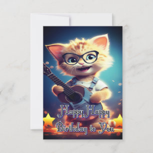 Tarjeta Cute Happy Birthday cat