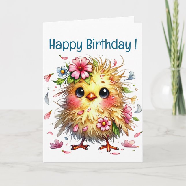 Tarjeta Cute Happy Birthday Chick (Anverso)