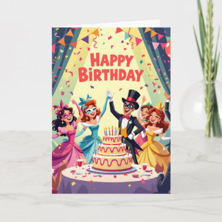 Tarjeta Cute Happy Birthday masquerade theme