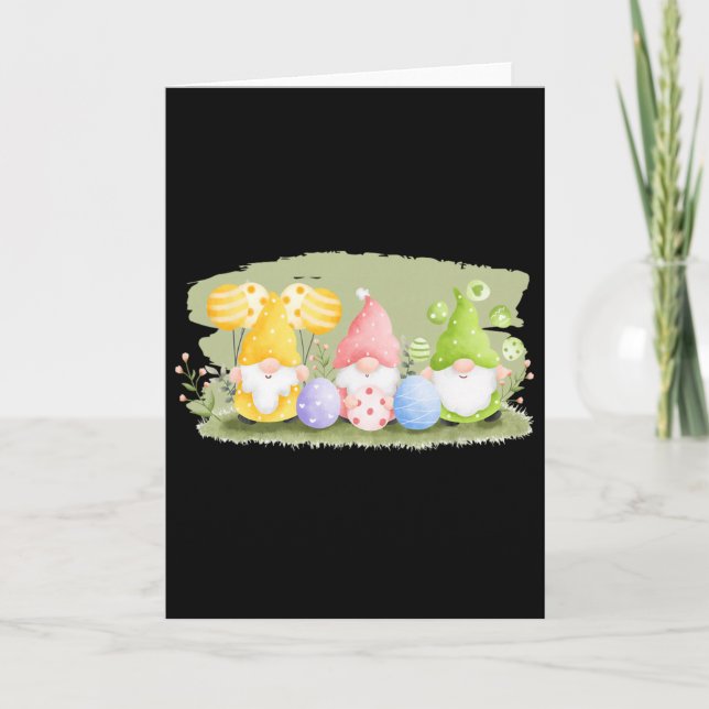 Tarjeta Cute Happy Easter Gnome Bunny Spring Day Egg Hunti (Anverso)
