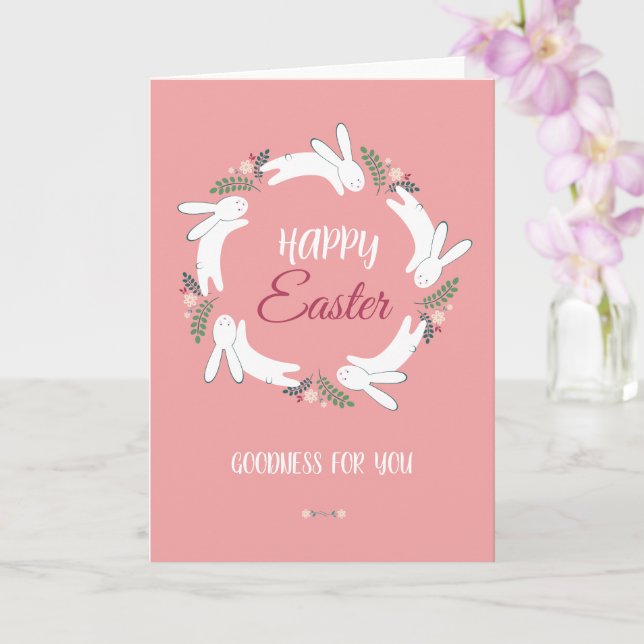 Tarjeta Cute Happy Easter Greeting Card with Bunny and Col (Orquídea)