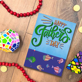 Tarjeta Cute Happy Father's Day Fish Inespirivity Card