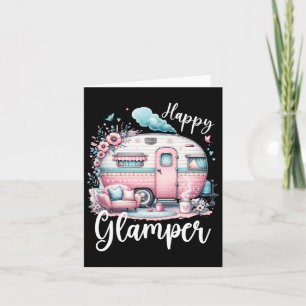 Tarjeta Cute Happy Glamper Caravana Camping Glamour