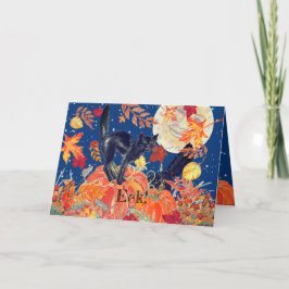 Tarjeta Cute Happy Halloween Cat Mouse de la calabaza de l