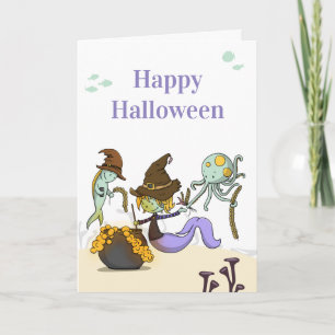 Tarjeta Cute Happy Halloween Sirena Bruja