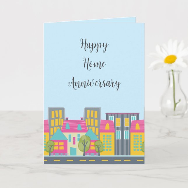Tarjeta Cute Happy Home Aniversario Realtor Card (Planta pequeña)