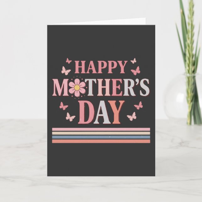 Tarjeta Cute Happy Mother’s Day Gift for Mom Idea, Retro (Anverso)