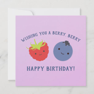 Tarjeta Cute Have a Berry Happy Birday Kawaii Berries