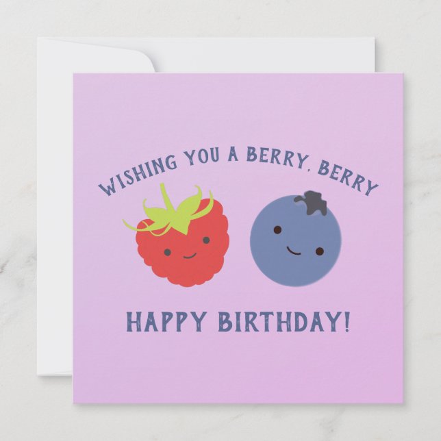 Tarjeta Cute Have a Berry Happy Birday Kawaii Berries (Anverso)