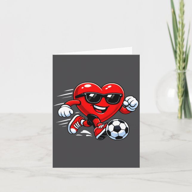 Tarjeta Cute Heart Playing Soccer Valentines Day Soccer Bo (Anverso)