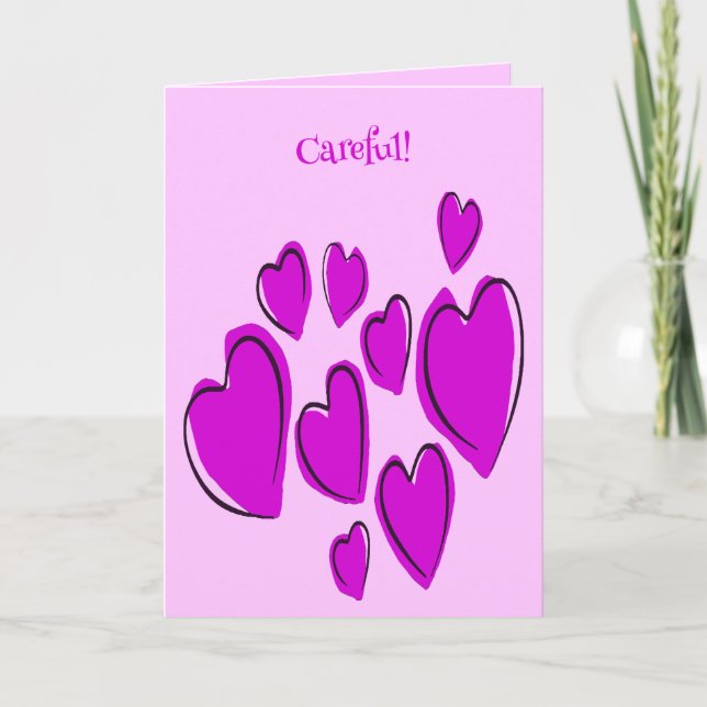 Tarjeta Cute Hearts Hand Drawn Bold Pink Romantic Doodle (Anverso)