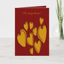 Tarjeta Cute Hearts Hand Drawn Yellow Romantic Doodle