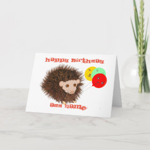 Tarjeta Cute hedgehog Cumpleaños añadir nombre
