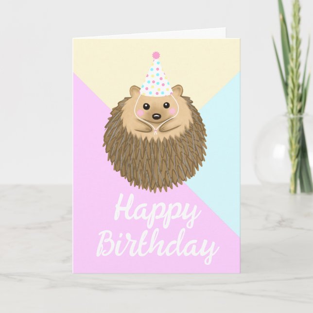 Tarjeta Cute Hedgehog Happy Birday (Anverso)