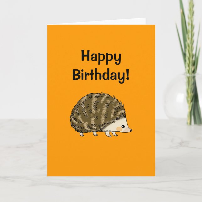 Tarjeta Cute Hedgehog Happy Birday Card (Anverso)