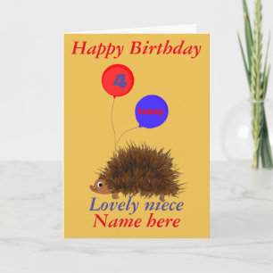 Tarjeta Cute hedgehog Niece Cumpleaños añadir edad