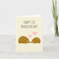 Cute Hedgehog Pareja - Feliz primer aniversario