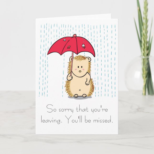 Tarjeta Cute hedgehog Personalizado Farewell Card (Anverso)