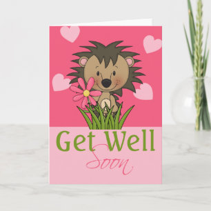 Tarjeta Cute Hedgehog, Ponte Bien Pronto