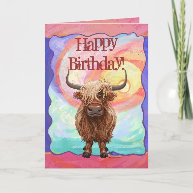 Tarjeta Cute Highland Cow (Anverso)