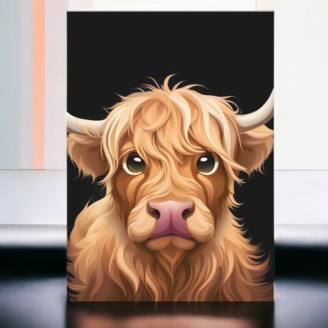 Tarjeta Cute Highland Cow (Subido por el creador)