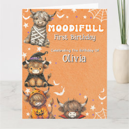 Tarjeta Cute Highland Cows Moodifull Halloween Cumpleaños
