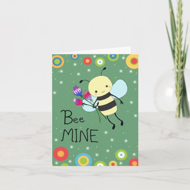 Tarjeta Cute Honey Bee Easy Custom Message Valentines day (Anverso)