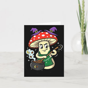 Tarjeta Cute hongo de Halloween sombrero de bruja caldero