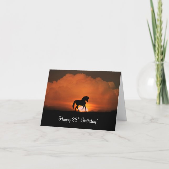 Tarjeta Cute Horse Happy 28th Birthday Super Sweet Card (Anverso)