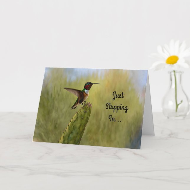Tarjeta Cute Hummingbird Art Birday Card (Planta pequeña)