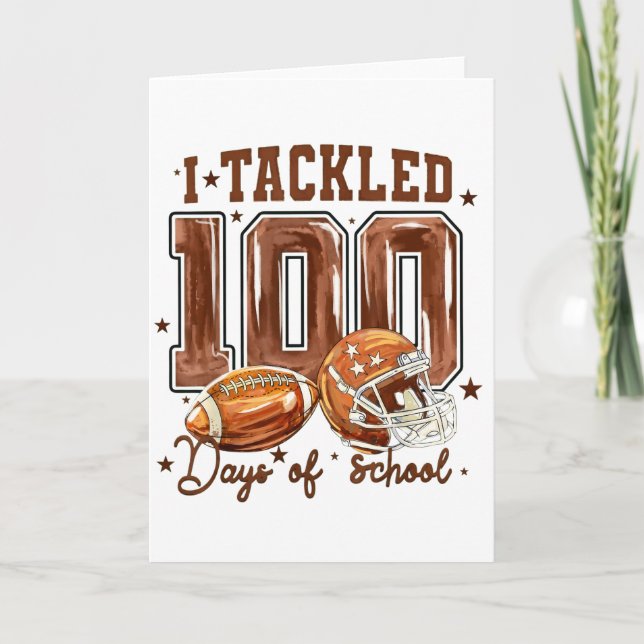 Tarjeta Cute I Tackled 100 Days School Football Kids (Anverso)