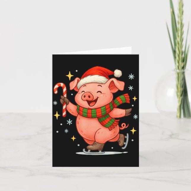 Tarjeta Cute Ice Skating G Funny Santa Christmas Holiday  (Anverso)