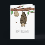 Tarjeta Cute Illustrated Bat Sleeping Happy Birthday<br><div class="desc">Great personalized birthday card with an illustration of a bat sleeping beside a beehive. Personalize the text with your own message. Illustrated and designed by Patricia Alvarez.</div>