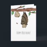 Tarjeta Cute Illustrated Bat Sleeping Happy Birthday<br><div class="desc">Great personalized birthday card with an illustration of a bat sleeping beside a beehive. Personalize the text with your own message. Illustrated and designed by Patricia Alvarez.</div>