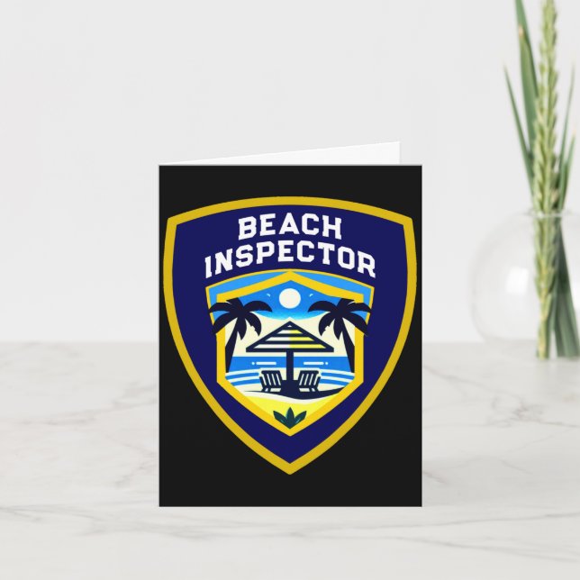 Tarjeta Cute inspector de playa vacaciones campamento sol  (Anverso)
