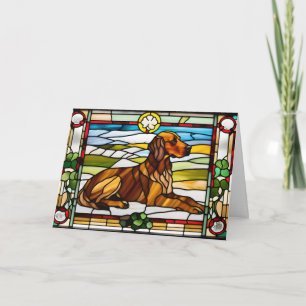 Tarjeta Cute Irish Setter Vidrio Emplomado
