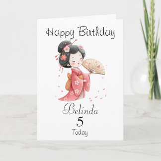 Tarjeta Cute Japanese/Geisha Girl Personalized Birthday