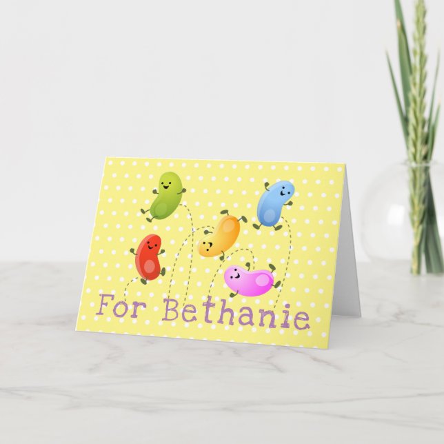 Tarjeta Cute jellybeans saltando ilustracion personalizado (Anverso)