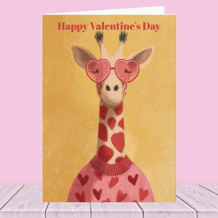 Tarjeta Cute Jirafa Corazones Sudadera Día de San Valentín