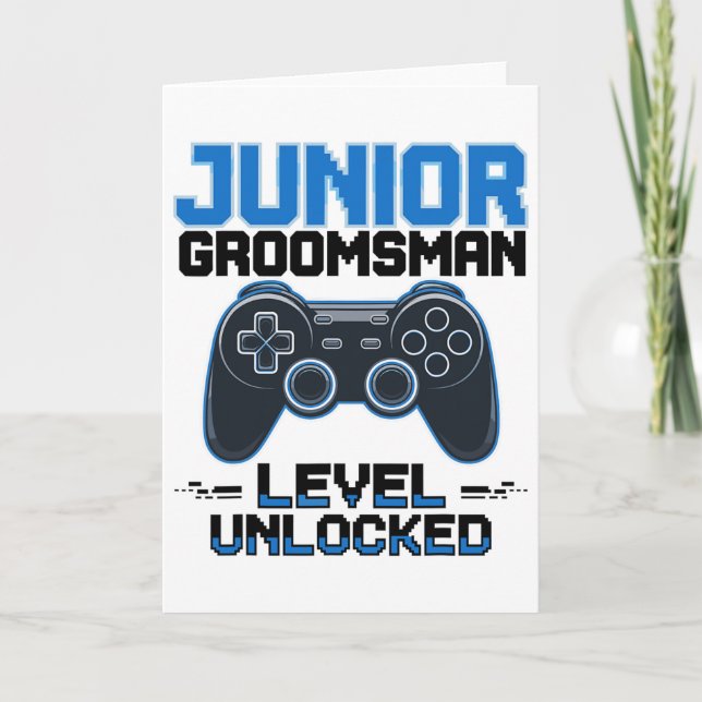 Tarjeta Cute Junior Groomsman nivel Unlocked Wedding Party (Anverso)