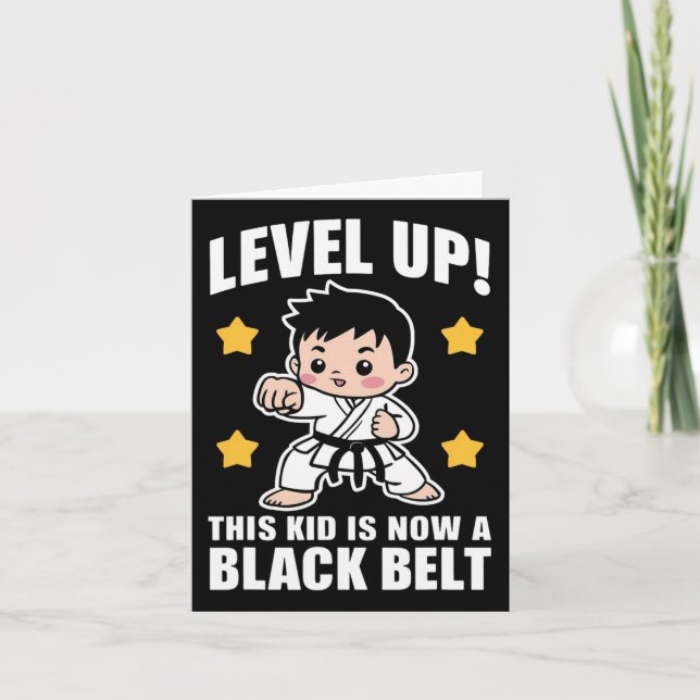 Tarjeta Cute Karate Black Belt Achieving Niños (Anverso)