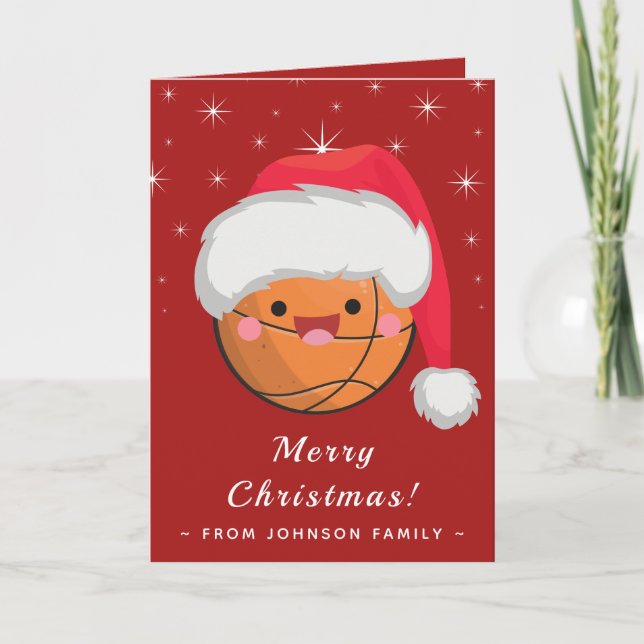 Tarjeta Cute Kawaii Ball Red & Sparkly Xmas Diversión (Anverso)