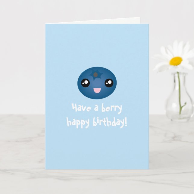Tarjeta Cute Kawaii Blueberry tiene un cumpleaños feliz pa (Planta pequeña)