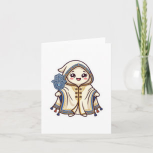 Tarjeta Cute Kawaii Capa Marroquí Barnous y Mano de Khamsa