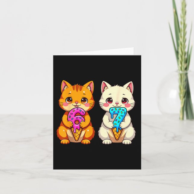 Tarjeta Cute Kawaii Cats Neko 67 Drip Meme Funny Six Seven (Anverso)
