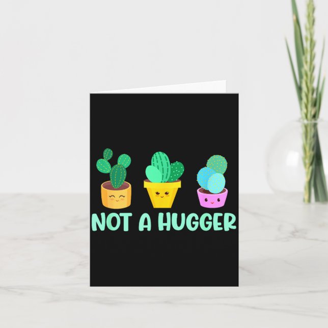 Tarjeta Cute Kawaii Do Not Hug I'm Not A Hugger Cactus  (Anverso)